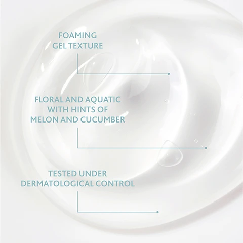 Image 1 - A close-up of a clear, translucent gel showing its characteristics: Foaming gel texture, Floral and aquatic with hints of melon and cucumber, Tested under dermatological control. Image 2 - A white tube of Institut Esthederm Osmoclean Pure Cleansing Gel, 150ml 5 FL.OZ. by Care first NAOS, is displayed, with accompanying text: Gently cleanses and purifies the skin without irritating it, Leaves the skin fresh and soft, Prolongs skin’s longevity on a cellular level. Image 3 - A white tube of Institut Esthederm Osmoclean Pure Cleansing Gel 150ml 5 FL.OZ is shown against a blue background, next to claims: Impurities visibly removed in a single step by 100%, Excess sebum visibly removed in a single step by 100%, Skin is purified by 91%, Skin balance is perfectly respected by 95%, with a small disclaimer at the bottom: *Use test on 22 women, 18 to 38 years old (average age = 30 years old), combination/normal/oily skin with imperfections immediate effectiveness. Image 4 - An overhead image displays seven Institut Esthederm skincare products on a white background with water droplets, illustrating Your Skins Longevity Routine: Step 1 Prep includes Institut Esthederm Paris Osmoclean Gel Nettoyant Pureté Pure Cleansing Gel 150ml e 5 fl.oz., Institut Esthederm Paris Osmoclean Crème Douce Désincrustante Gentle Deep Pore Cleanser 75ml e 2.5 fl.oz., and Institut Esthederm Paris Osmoclean Masque Gommage Clarifiant Clarifying Radiance Mask 75ml e 2.5 fl.oz. with Osmoclean duo; Step 2 Boost features Institut Esthederm Paris Eau Cellulaire Brume - Mist Hypo-Hydratante Antioxydante Energisante Hyaluronic Booster effect Anti-aging 100ml e 3.3 fl.oz.; and Step 3 Treat shows Institut Esthederm Paris Age Proteom Advanced Serum 30ml e 1 fl.oz. and Institut Esthederm Paris Intensive Hyaluronic Crème Cream Acide Hyaluronique Sodium Hyaluronate 50ml e 1.69 fl.oz. Image 5 - A white tube of Institut Esthederm Paris Osmoclean Gel Nettoyant Purete Pure Cleansing Gel, 150ml e, 5 FL.OZ, with Care first N.A.O.S. branding, is displayed against a light blue background, highlighting its features: Cellular Water Technology, 100% active antioxidant water formulation that ensures long lasting hydration and prolongs skins longevity; Skin Balance System Patent, Rebalances the skins surface ecosystem; and High-Tolerance Cleansing Base, Works in perfect osmosis with the skin and respects the fragile balance of hydrolypidic film.