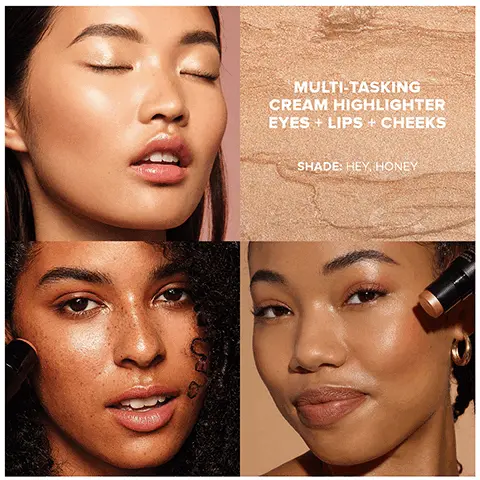 Image 1, MULTI-TASKING CREAM HIGHLIGHTER EYES LIPS + CHEEKS SHADE: HEY, HONEY Image 2, CREAM FORMULA EASY TO BLEND MULTI-TASKING 3-IN-1: EYES, LIPS, CHEEKS CLEAN, VEGAN, CRUELTY-FREE NUDES NUDIES GLOW ALLOVER FACE HIGHLIGHT COLOR LEUR HIGHLIGHT POUR L'ENSE DU VISAGE ON-THE-GO STICK APPLICATION WASHABLE REMOVABLE BRUSH "EVERY NUDIES COMES WITH A RECYCLABLE TIN+ MIRROR Image 3, SAVE A TIN! JOIN A SMALL MOVEMENT & MAKE A BIG DIFFERENCE NUDESTIX uses reusable tins for an important reason. We do not believe in single-use waste. We encourage reusable and recyclable materials with environmentally friendly packaging. DES NUDIES ALLOVER FACE COLOR POUR TOUT LE VISA REUSE YOUR TIN: Organize your products & touch up makeup on the go. Other things to store in your tin: jewelry, headsets, etc. RECYCLE WITH US: Tinplate is the most infinitely recyclable material in the world, that can be recycled into useful industrial products. *RECYCLE BASED ON YOUR LOCAL RECYCLING PROGRAM