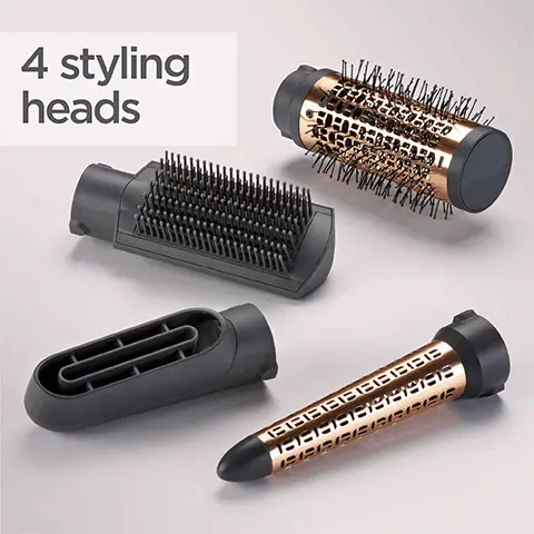 Image 1, 4 styling heads. Image 2,ionic smooth control. Image 3, 1000W 2 heat settings and cool.