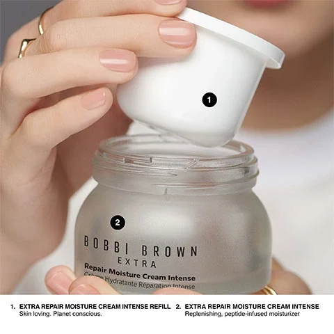 Extra Repair Moisture Cream Intense Refill, Skin loving. Planet conscious. Extra Repair Moisture Cream Intense, Replenishing peptide-infused moisturizer