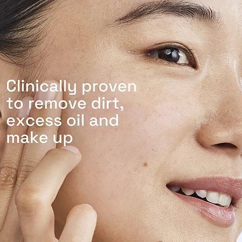 Image 1 - A close-up of a woman gently touching her cheek, showcasing clear skin with visible text that reads Clinically proven to remove dirt, excess oil and make up.
Image 2 - A smiling woman with dark skin applies a low lather face wash to her cheeks, with the text Low lather face wash designed for combination to oily sensitive skin displayed beside her.
Image 3 - A clear drop of liquid against a light blue background with text displaying B3 Niacinamide → to Restore, B5 Panthenol Pro-Vitamin B5 → to Soothe, and C3H8O3 Glycerin → to Hydrate.
Image 4 - A hand holding a bottle of Cetaphil Oily Skin Cleanser with a blue pump top, displaying text that reads Fragrance-free, soap free & vegan, along with Dermatologist Recommended and Sensitive Skin icons.
Image 5 - Image shows a skincare routine for combination to oily sensitive skin, featuring Cetaphil products: an Oily Skin Cleanser, a Daily Defining Moisturizer with SPF 50, a tube labeled Target, and a moisturizer, arranged on a marble background with steps labeled as 1: Cleanse, 2: Target, 3: Moisturise, and 4: Protect with SPF.
Image 6 - A person is applying Cetaphil Oily Skin Cleanser from a bottle in a bathroom setting, with visible text that reads Designed to balance the skin’s pH levels and purify the skin of pollution microparticles.
Image 7 - A bottle of Cetaphil Oily Skin Cleanser is shown against a light tiled background, with visible text stating Skin Sensitivity 5 Signs and Defends Against Dryness, Irritation, Roughness, Tightness, Weakened Skin Barrier.
Image 8 - Logo of Cetaphil with the text #1 DERMATOLOGIST RECOMMENDED CLEANSING BRAND.