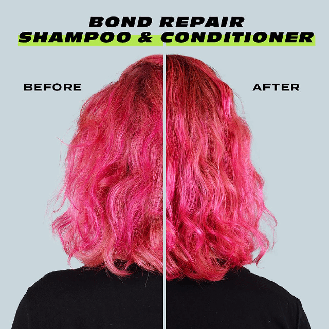 Image 1, before and after. Image 2, ingredients and their benefits. Image 3, repair and strengthen your hair. Image 4, the range