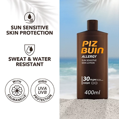 Image 1, sun sensitive skin protection. sweat and water resistant. with calmenelle, with UVA and UVB protection. image 2, specially developed with dermatologists to protect sun sensitive skin. immediate UVA and UVB protection. allergy. Image 3, amazon verified purchase review - i have very sensitive skin, my friend recommended this to me and it's been amazing. image 4, absorbs quickly. image 5, don't forget your after sun. immediate and last cooling effect. with aloe vera and mint extract.