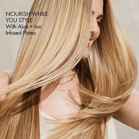Image 1, NOURISH WHILE YOU STYLE With Aloe + lon Infused Plates Image 2, 180 DESIGNED WITH Ceramic Coated Plates Provide even heat distribution and smooth glide lon Technology Reduces frizz and adds shine Aloe Infusion Nourishes and protects Image 3, FEATURES 210-480° heat range 10 ft/360° swivel cord 90 second heat up 45-minute automatic shutoff BONDI BOOST