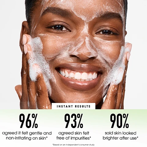 Image 3 - A smiling woman with dark skin is washing her face with white foaming cleanser, and below are text results: INSTANT RESULTS, 96% agreed it felt gentle and non-irritating on skin*, 93% agreed skin felt free of impurities*, 90% said skin looked brighter after use*, *Based on an independent consumer study. Image 4 - A person with dark skin holds a white and green tube of foaming cleanser, dispensing a dollop into their other hand which is cupped and filled with foam, with text that reads: FOR A FRESH, CLEAN FEEL, Deep cleans skin, removing dirt, makeup and SPF, Doesnt strip or disrupt skin barrier, Improves skin clarity and smoothness, Immediately improves skins hydration by 18%*, CUSHION CLOUD FOAMING CLEANSER, MINERAL HERB COMPLEX, MOUSSE NETTOYANTE AU COMPLEXE DE MINÉRAUX ET DE PLANTES, and *Based on an independent clinical study. Image 5 - A white tube of bareMinerals SKINLONGEVITY Cushion Cloud Foaming Cleanser is displayed with rosemary and white flowers, alongside text that reads POWERED BY EXCLUSIVE MINERAL HERB COMPLEX HELPS REFINE, PURIFY AND GENTLY CLEANSE Mineral-Rich Sea Salts PROTECTS SKIN FROM EARLY SIGNS OF AGING Rosemary Extract CUSHION CLOUD FOAMING CLEANSER MINERAL HERB COMPLEX MOUSSE NETTOYANTE AU COMPLEXE DE MINERAUX ET DE PLANTES. Image 6 - Two bareMinerals cleanser tubes, an older version and a newer version with a green gradient, are displayed side-by-side, with the text THE SKINCARE YOU LOVE NOW FORMULATED WITH MINERAL HERB COMPLEX, and on the left, BEFORE bareMinerals PURE PLUSH GENTLE DEEP CLEANSING FOAM INFUSED WITH MINERAL-RICH SEA SALTS, ELDERFLOWER AND ROSEMARY EXTRACTS, and on the right, NOW bareMinerals SKINLONGEVITY CUSHION CLOUD FOAMING CLEANSER MINERAL HERB COMPLEX MOUSSE NETTOYANTE AU COMPLEXE DE MINÉRAUX ET DE PLANTES. Image 7 - The image shows an overhead view of four bareMinerals SKINLONGEVITY skincare products—a tube cleanser, a pump bottle serum, a small eye cream jar, and a larger moisturizer jar—displayed on a white background with white product swatches, alongside the text YOUR NEXT-GENERATION Routine, 1. CLEANSER PURIFY Clarify and smooth skin, 2. SERUM BOOST Reinforce skin barrier and boost radiance, 3. EYE CREAM TREAT Soften fine lines and wrinkles, 4. MOISTURIZER NOURISH Plump and nourish skin, and product labels that read bareMinerals SKINLONGEVITY CUSHION CLOUD FOAMING CLEANSER MINERAL HERB COMPLEX MOUSSE NETTOYANTE AU COMPLEXE DE MINÉRAUX ET DE PLANTES for product 1, bareMinerals SKINLONGEVITY BARRIER BOOSTING SERUM MINERAL HERB COMPLEX SÉRUM FORTIFIANT AU COMPLEXE DE MINÉRAUX ET DE PLANTES for product 2, bareMinerals SKINLONGEVITY REVITALIZING EYE CREAM MINERAL HERB COMPLEX CRÈME REVITALISANTE POUR LES YEUX AU COMPLEXE DE MINÉRAUX ET DE PLANTES for product 3, and bareMinerals SKINLONGEVITY BUTTER DRENCH MOISTURIZER MINERAL HERB COMPLEX CRÈME HYDRATANTE AU COMPLEXE DE MINÉRAUX ET DE PLANTES for product 4. Image 8 - The image features a bareMinerals SKINLONGEVITY skincare collection, including a Barrier Boosting Serum Mineral Herb Complex (Sérum Fortifiant au Complexe de Minéraux et de Plantes), Cushion Cloud Foaming Cleanser Mineral Herb Complex (Mousse Nettoyante au Complexe de Minéraux et de Plantes), Revitalizing Eye Cream Mineral Herb Complex (Crème Revitalisante pour les Yeux au Complexe de Minéraux et de Plantes), and Butter Drench Cream Mineral Herb Complex (Crème Réparatrice au Complexe de Minéraux et de Plantes), artfully arranged with green leaves, white moss, and ginseng roots on a light background, under the bold text Real MINERALS. Better SKIN., and above a list of benefits: Clean, Mineral-rich formula; Vegan and cruelty free; Non-comedogenic; Dermatologist-tested; Non-irritating; Suitable for all skin types, even sensitive skin.
