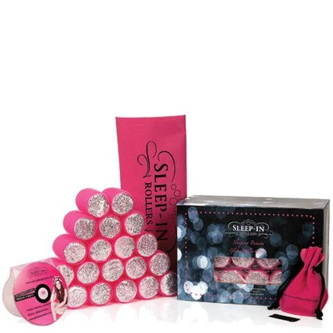 Sleep In Rollers Pink Glitter Gift Set (20 rollers, DVD plus kirby grips in iconic tote bag) Image 1