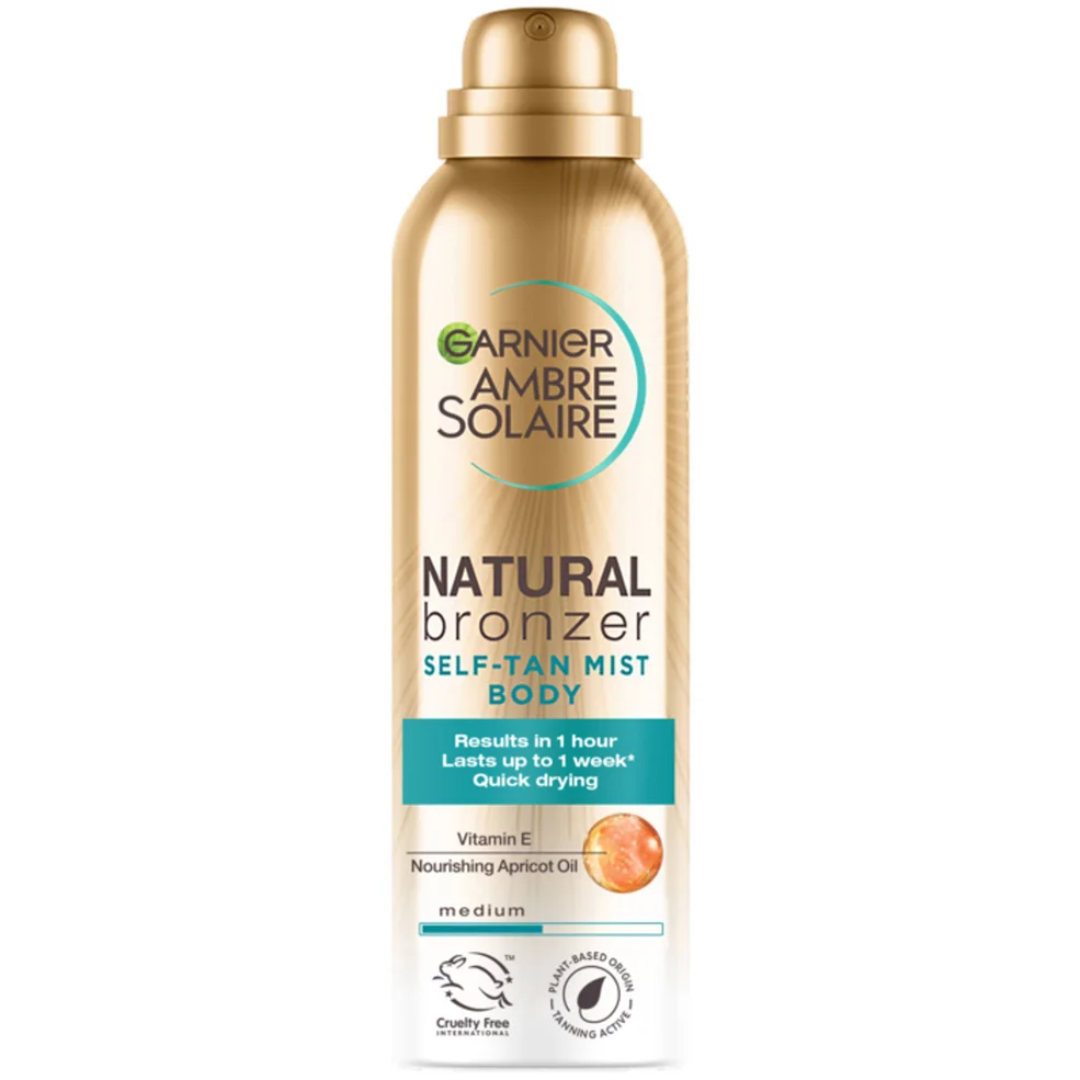 Garnier Ambre Solaire Natural Bronzer Quick Drying Body Self Tan Mist Medium 150ml Image 1