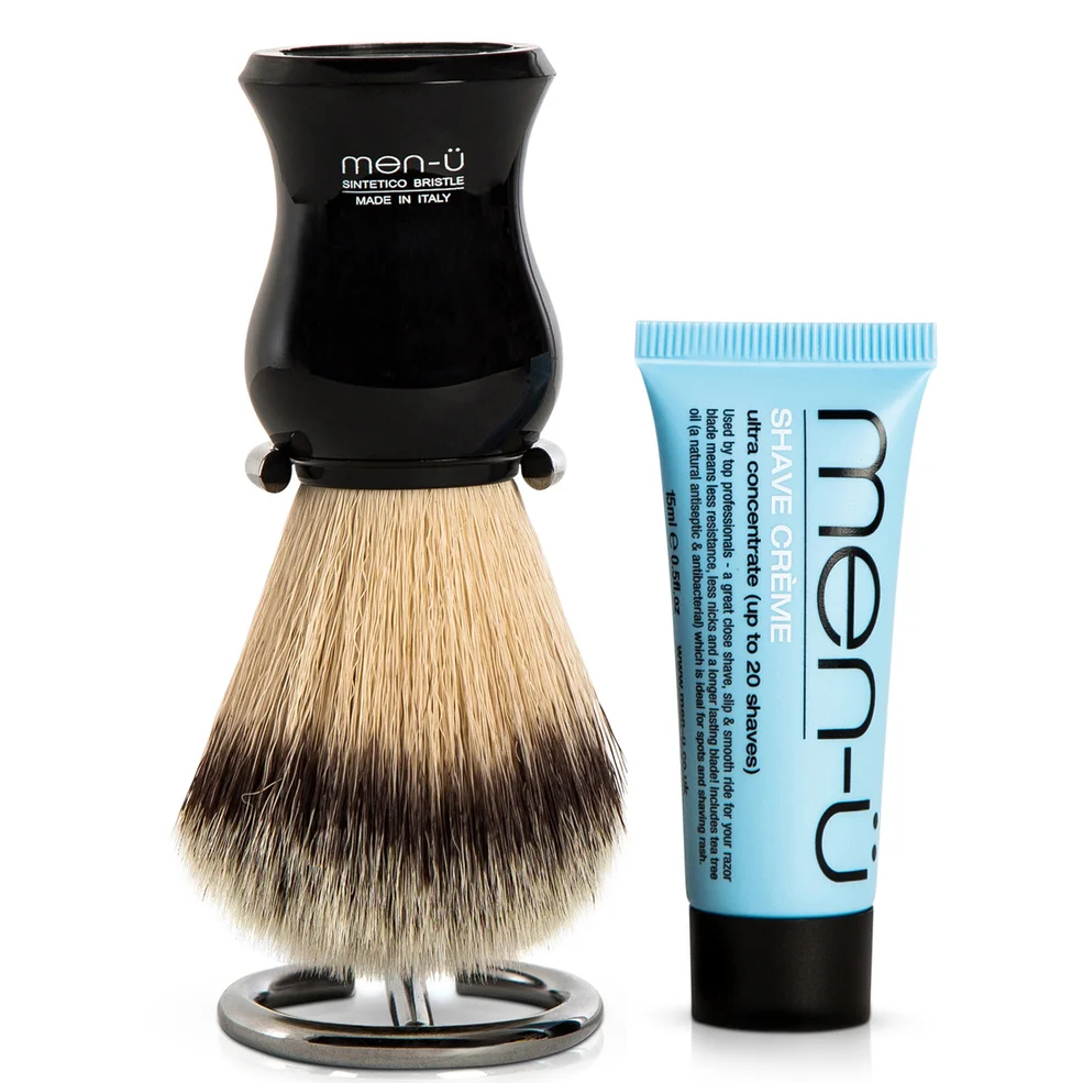 Крем для бритья, помазок и хромированная подставка men-ü DB Premier Shave Brush with Chrome Stand - Black Image 1