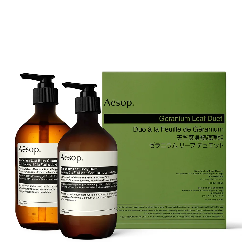 Aesop Geranium Leaf Body Cleanser and Balm Duet Image 1