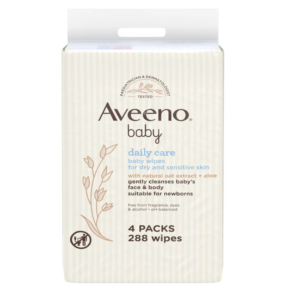 Влажные салфетки для ухода за детской кожей Aveeno Baby Daily Care Baby Wipes (4 x 72) Image 1