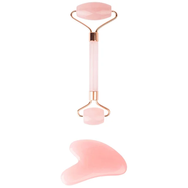 Набор для массажа лица brushworks HD Rose Quartz Resin Roller & Gua Sha
