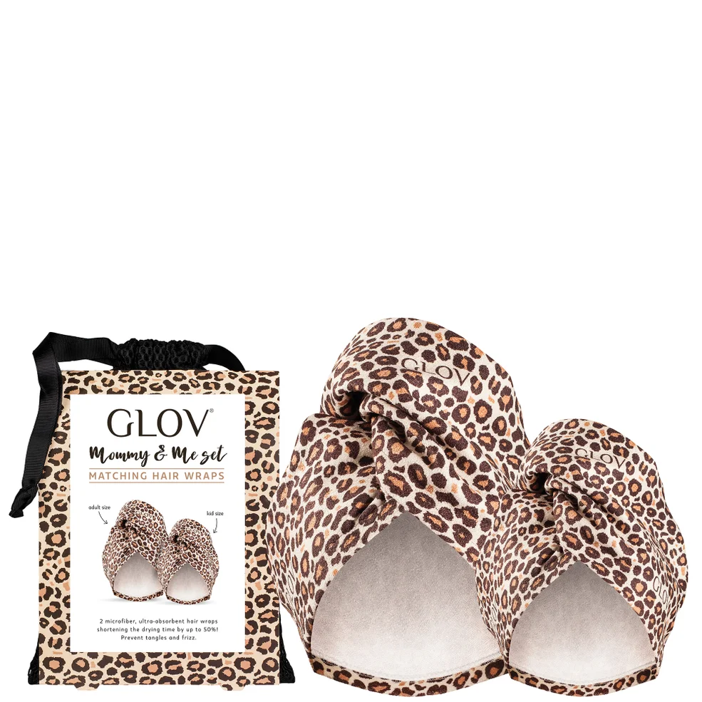 GLOV® Cheetah Quick-Absorbing Hair Wraps Mommy and Me Set Image 1