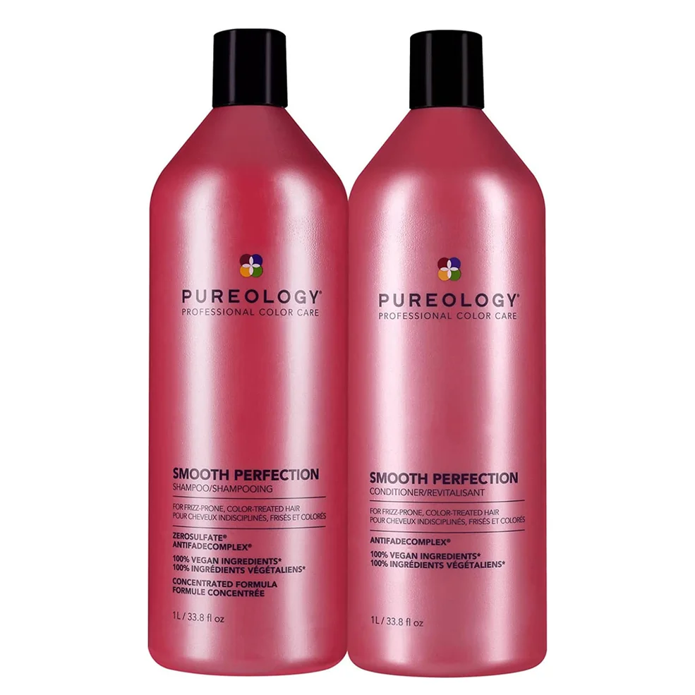 Pureology Smooth Perfection Shampoo and Conditioner Routine For Frizz Prone, Colour Treated Hair 1000ml Image 1