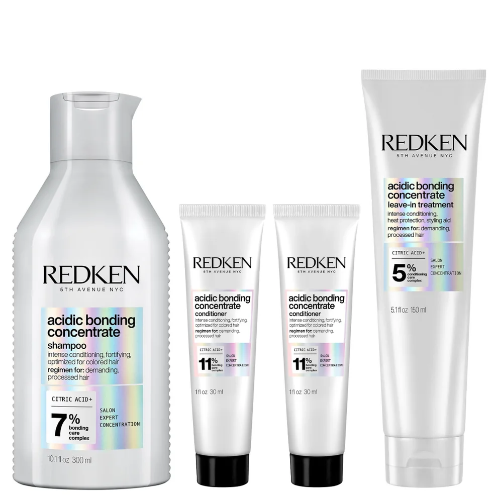 Redken Acidic Bonding Concentrate Bond Repairing Shampoo 300ml, Conditioner 50ml and Leave-in Treatment 150ml Bundle Image 1