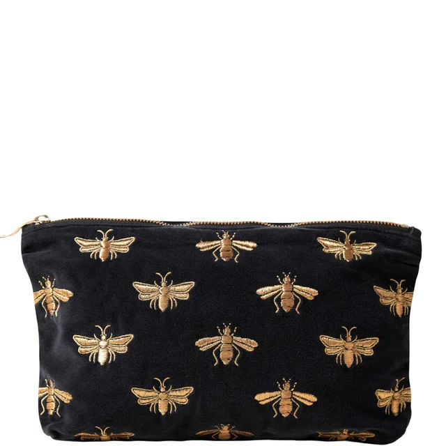 Elizabeth Scarlett Honey Bee Charcoal Velvet Everyday Pouch