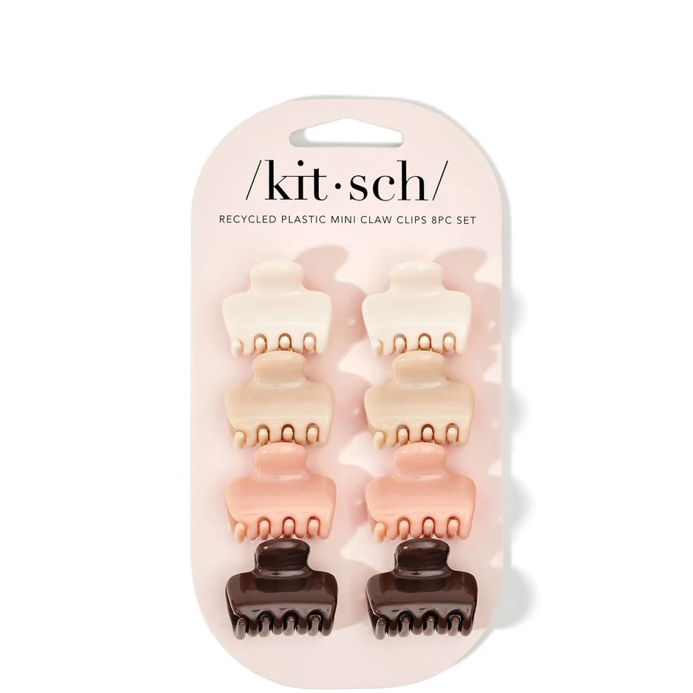 Kitsch Recycled Plastic Mini Puffy Rosewood Claw Clips 8 Piece Set Image 1