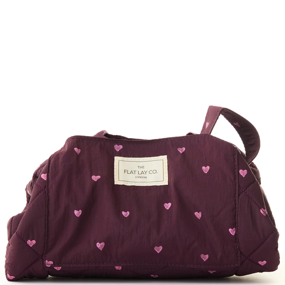 The Flat Lay Co. Parachute Drawstring Flat Lay Makeup Bag - Burgundy Hearts LOOKFANTASTIC EXCLUSIVE Image 1